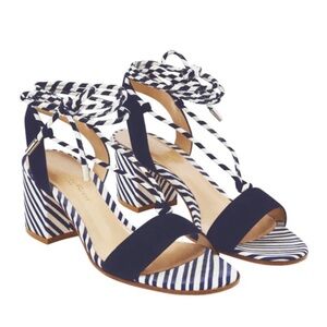Gianvito Rossi Block Heel Sandals – Navy & White Stripe
